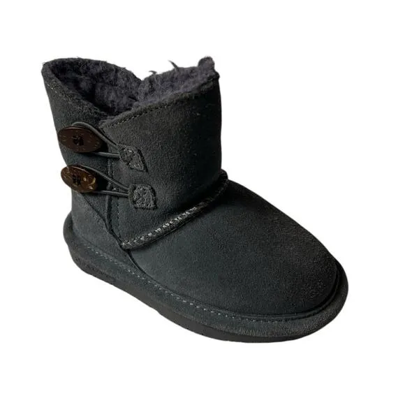 Bearpaw Toddler Girls Grey Short Shearling Suede Boots Size 7
