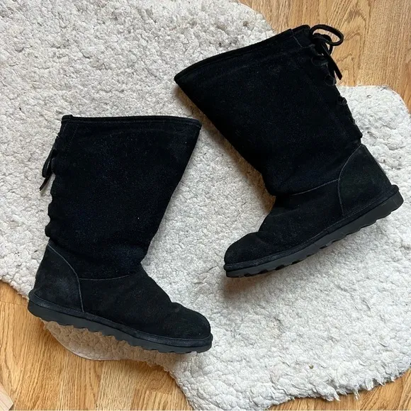 BEARPAW Women's Phylly Black Suede Women's Classic Boots Size 9