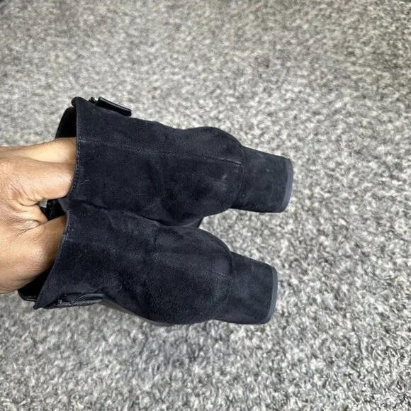Beautifeel Ankle Boots Suede Black Leather Low Block Heel Classy Zip 36 US 5-5.5