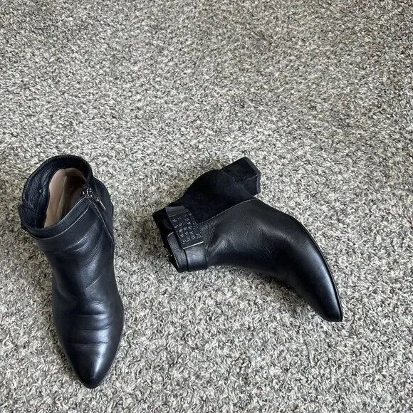 Beautifeel Ankle Boots Suede Black Leather Low Block Heel Classy Zip 36 US 5-5.5