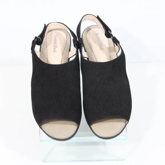 Beautifeel Black Leather Sandals Eu 41 Women Comfort Shoe Slingback