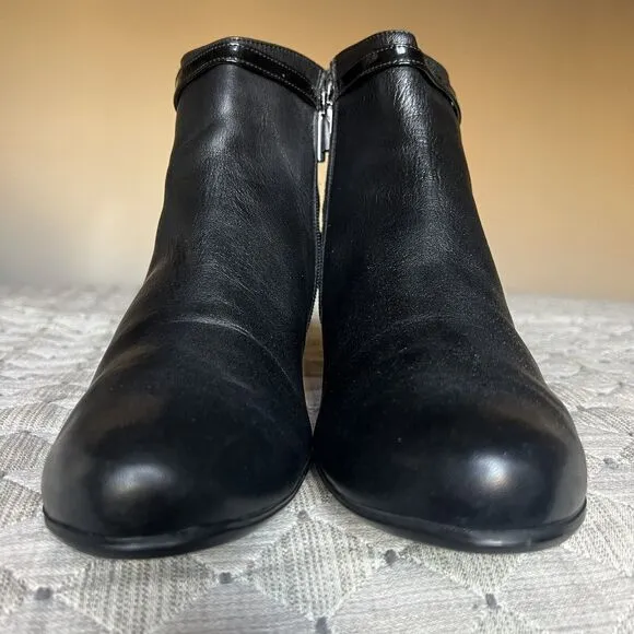 Beautifeel Black Leather w/ Suede Checked Ankle Heeled Boots EU 41 US 10 - 10.5