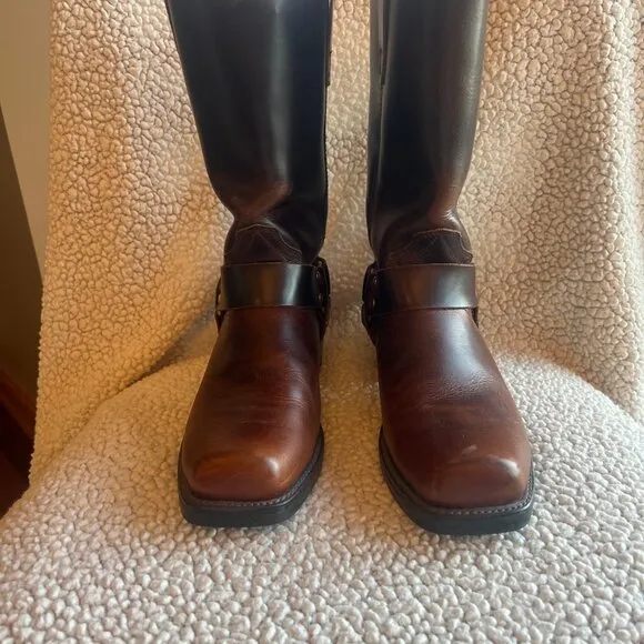 Beautiful, Men's Durango Brown Harness Boots, Square Toe, Pill-On, Size 10