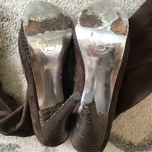 bebe over the knee brown suede boots sz 9