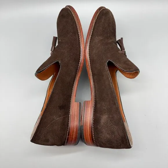 Beckett Simonon Tassel Loafers in Brown Suede Men's Size 8 Handmade MSRP $239