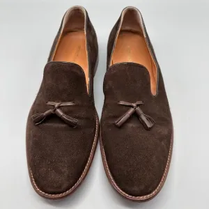 Beckett Simonon Tassel Loafers in Brown Suede Men's Size 8 Handmade MSRP $239
