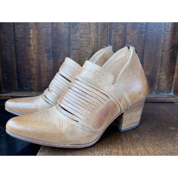 Bed Stu Boots Trough Slip-On Women's 6‎ Sand Rustic Heeled  Made USA Booties