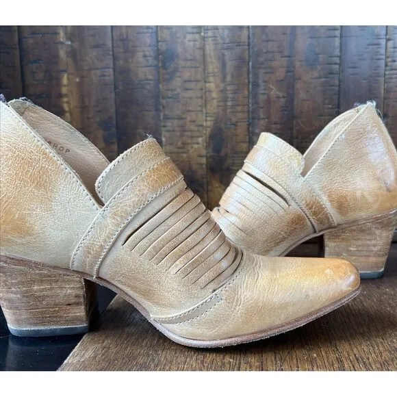 Bed Stu Boots Trough Slip-On Women's 6‎ Sand Rustic Heeled  Made USA Booties