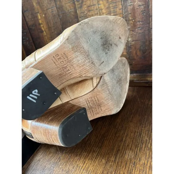 Bed Stu Boots Trough Slip-On Women's 6‎ Sand Rustic Heeled  Made USA Booties