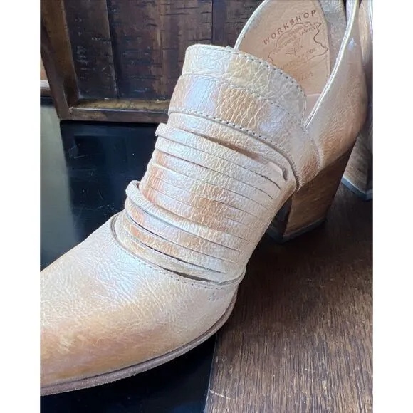 Bed Stu Boots Trough Slip-On Women's 6‎ Sand Rustic Heeled  Made USA Booties
