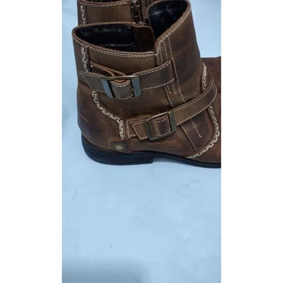Bed Stu Chukka  Boots 11.5 Brown Oiled Distressed Vtg Leather Zip Dress Slip-on