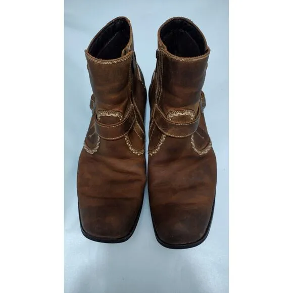 Bed Stu Chukka  Boots 11.5 Brown Oiled Distressed Vtg Leather Zip Dress Slip-on