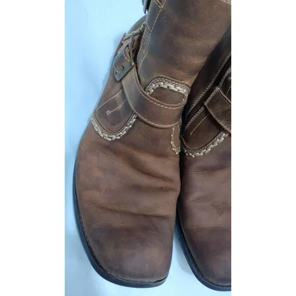 Bed Stu Chukka  Boots 11.5 Brown Oiled Distressed Vtg Leather Zip Dress Slip-on