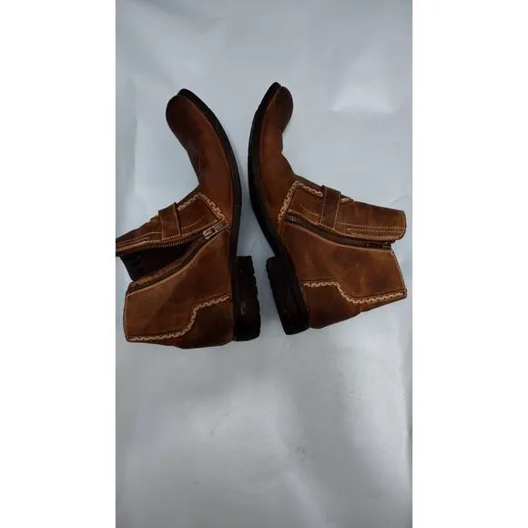 Bed Stu Chukka  Boots 11.5 Brown Oiled Distressed Vtg Leather Zip Dress Slip-on