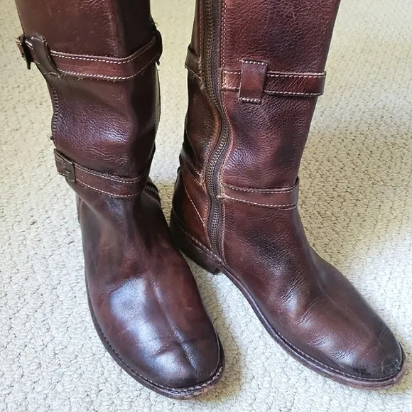 Bed Stu Cobbler Series Kitty Knee High Rustic Teak Leather Boots
