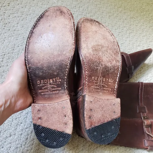 Bed Stu Cobbler Series Kitty Knee High Rustic Teak Leather Boots