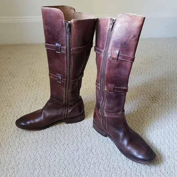 Bed Stu Cobbler Series Kitty Knee High Rustic Teak Leather Boots