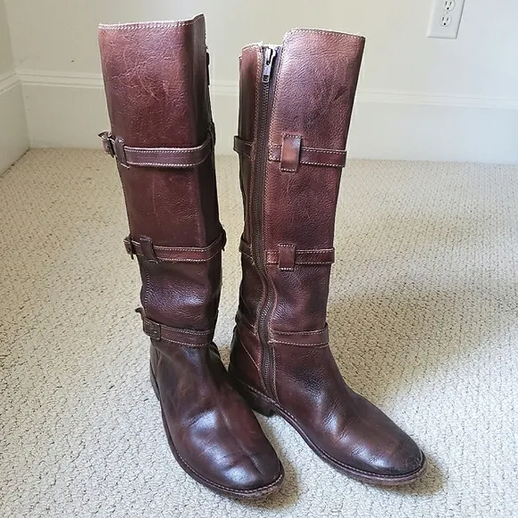 Bed Stu Cobbler Series Kitty Knee High Rustic Teak Leather Boots