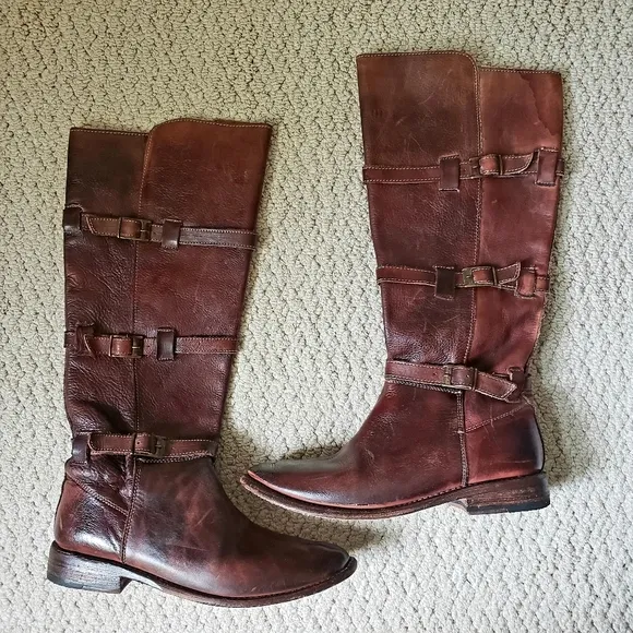 Bed Stu Cobbler Series Kitty Knee High Rustic Teak Leather Boots