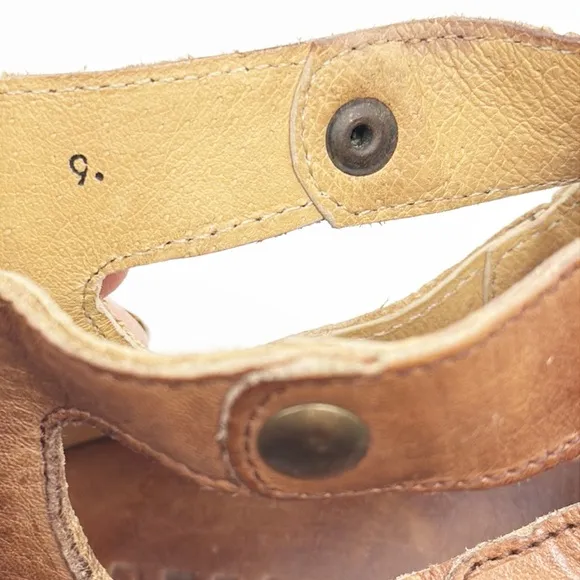 Bed Stu Soto Brown Tan Rustic Leather Sandals size 9