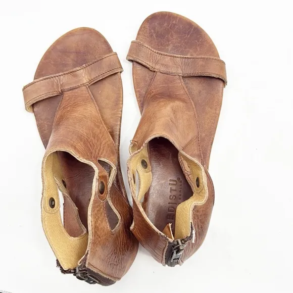 Bed Stu Soto Brown Tan Rustic Leather Sandals size 9