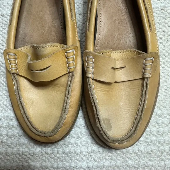 BED STU tan leather slip on loafers 6