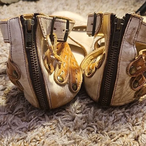 Bed Stu Artemis brown and white leather sandals size 11