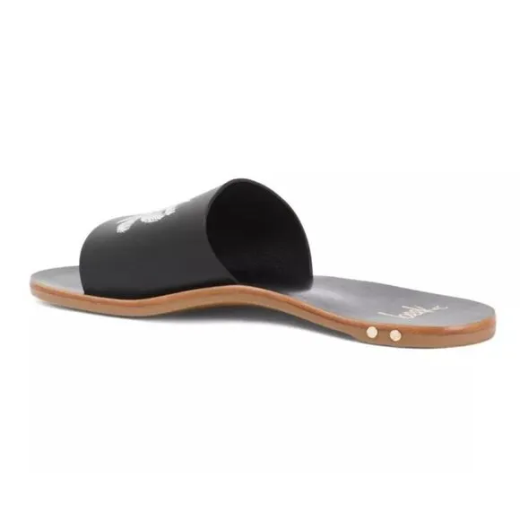 Beek Mockingbird Palm Flat Slide SANDALS Size 8 Black Leather NEW