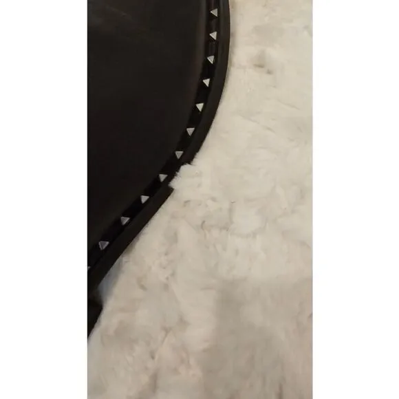 Belle Black Leather Studded Ankle Boots with Tassel Size 230