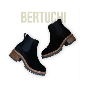 Bertuchi Black Suede Slip on Chelsea Boots