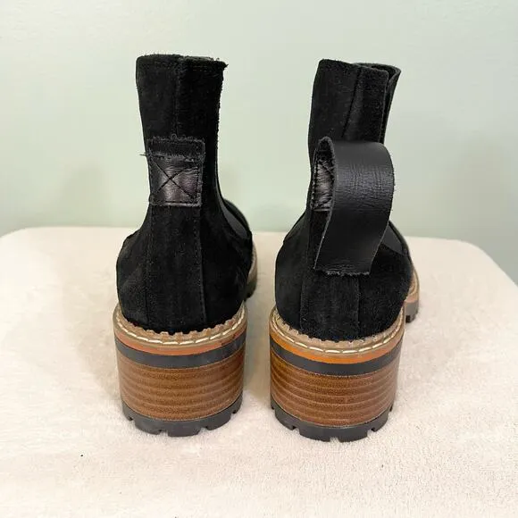 Bertuchi Women's Black Leather Suede Block Heel Boots Size 39 NWT