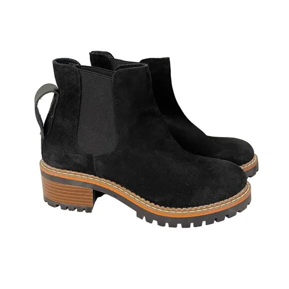 Bertuchi Women's Black Leather Suede Block Heel Boots Size 39 NWT