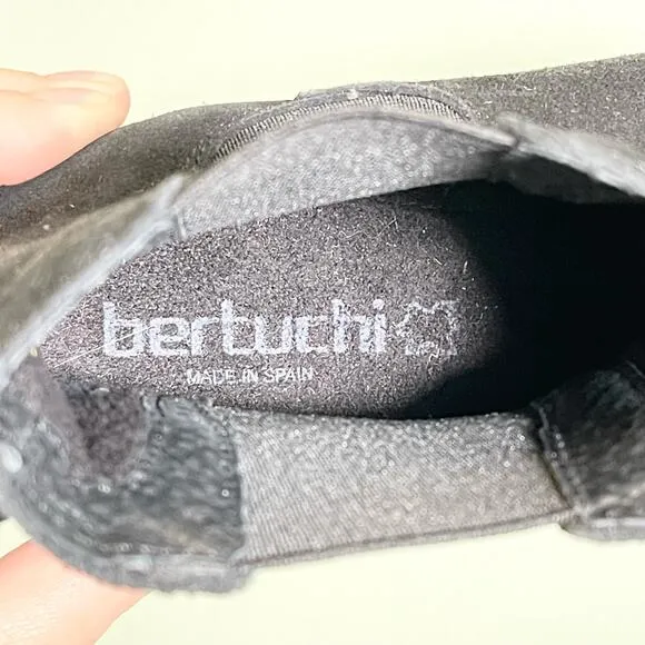 Bertuchi Women's Black Leather Suede Block Heel Boots Size 39 NWT