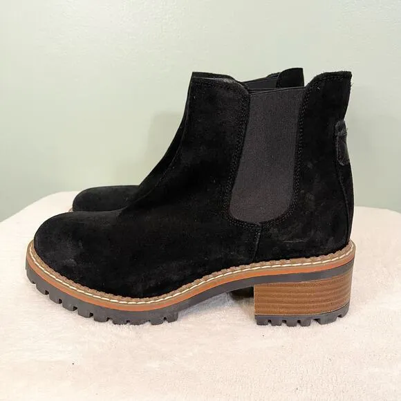 Bertuchi Women's Black Leather Suede Block Heel Boots Size 39 NWT