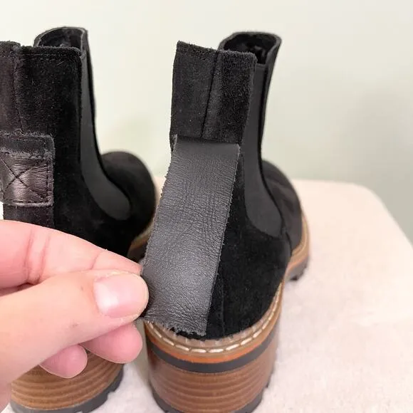 Bertuchi Women's Black Leather Suede Block Heel Boots Size 39 NWT