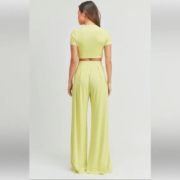 BEST SELLER &quot;Bon Voyage&quot; Lime Crop Top &amp; High Waist Pants Set
