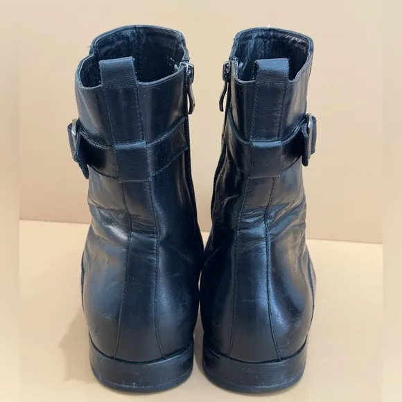 Biagiotti Uomo Men’s Italian Black Leather Boots w/Buckle -43 / US10
