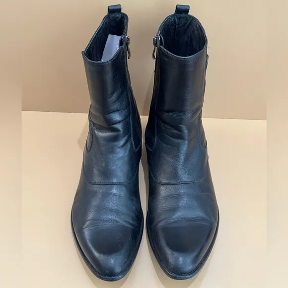Biagiotti Uomo Men’s Italian Black Leather Boots w/Buckle -43 / US10
