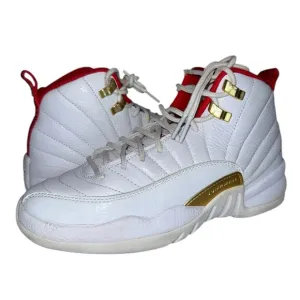 Big Boys Air Jordan 12 Retro “Fiba” White/Red Sneakers - 5Y (Women’s 6.5)