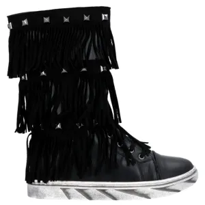 Big Girls leather boots with fringe