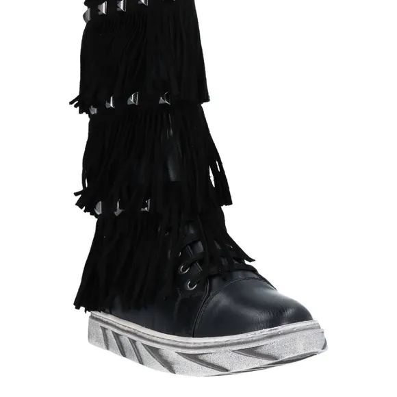 Big Girls leather boots with fringe