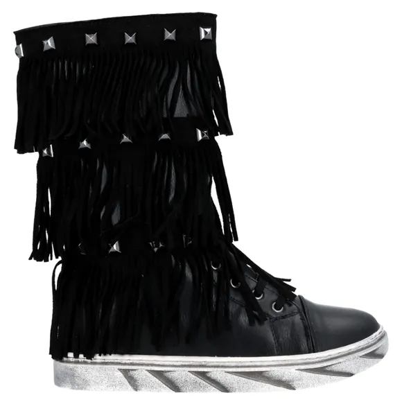 Big Girls leather boots with fringe