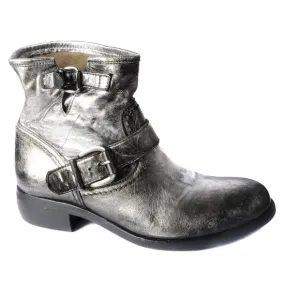 Biker inspired Ankle boots in Silver leather  NEW!