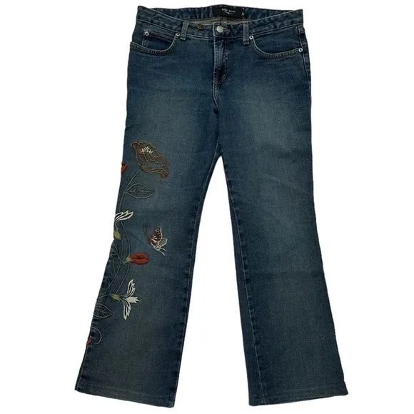 Billy Blues Embroidered Denim Jeans Vintage Made in USA Cropped Altered /real 31