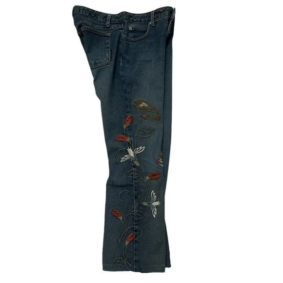 Billy Blues Embroidered Denim Jeans Vintage Made in USA Cropped Altered /real 31