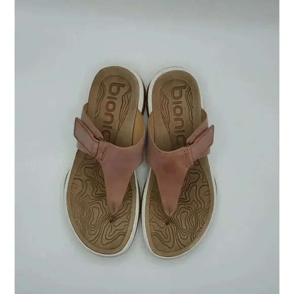 BIONICA Marine Niklas Almond Tan Waterproof Leather Women Thong Sandals Sz 6.5M