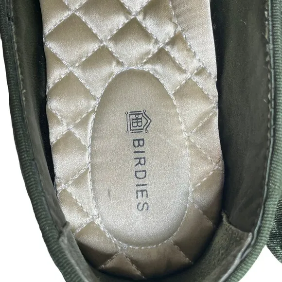 BIRDIES The Heron Velvet Loafers Flats Casual Olive Green Cushion‎ Womens US 6.5