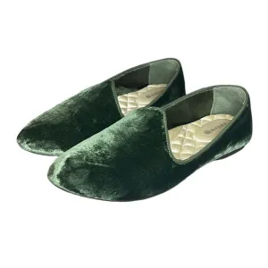 BIRDIES The Heron Velvet Loafers Flats Casual Olive Green Cushion‎ Womens US 6.5