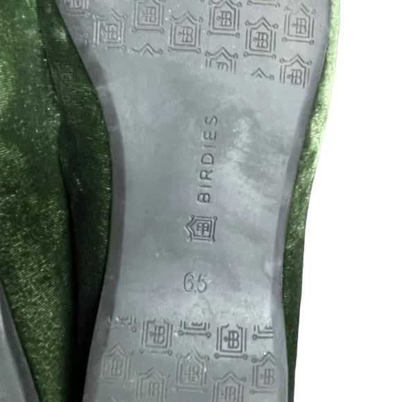 BIRDIES The Heron Velvet Loafers Flats Casual Olive Green Cushion‎ Womens US 6.5