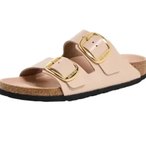 Birkenstock Arizona big buckle high shine beige sandals 40=9